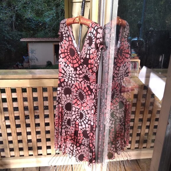 Maggy L  Vintage Pop Art Fit & Flare Dress Stretch Ruched BodyCon  Sz 6 - Picture 4 of 9